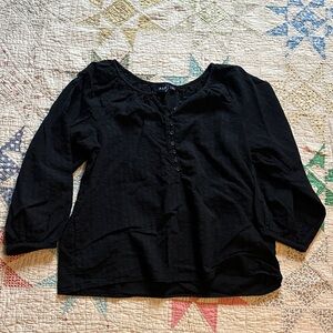 GAP Women's Black Cotton Blouse Top